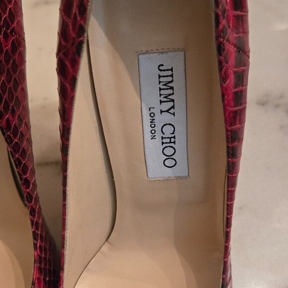 Jimmy Choo Anouk Red Snakeskin/Elaphe Pumps - Picture 3 of 12